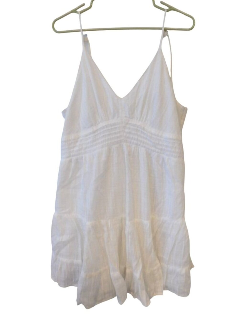 American Eagle L White Babydoll Mini Dress Cottagecore Coastal Summer Boho